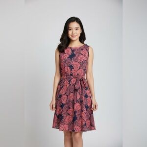 Banana Republic Women’s Floral Print Sleeveless Flowy Dress Red & Black Sz 6P